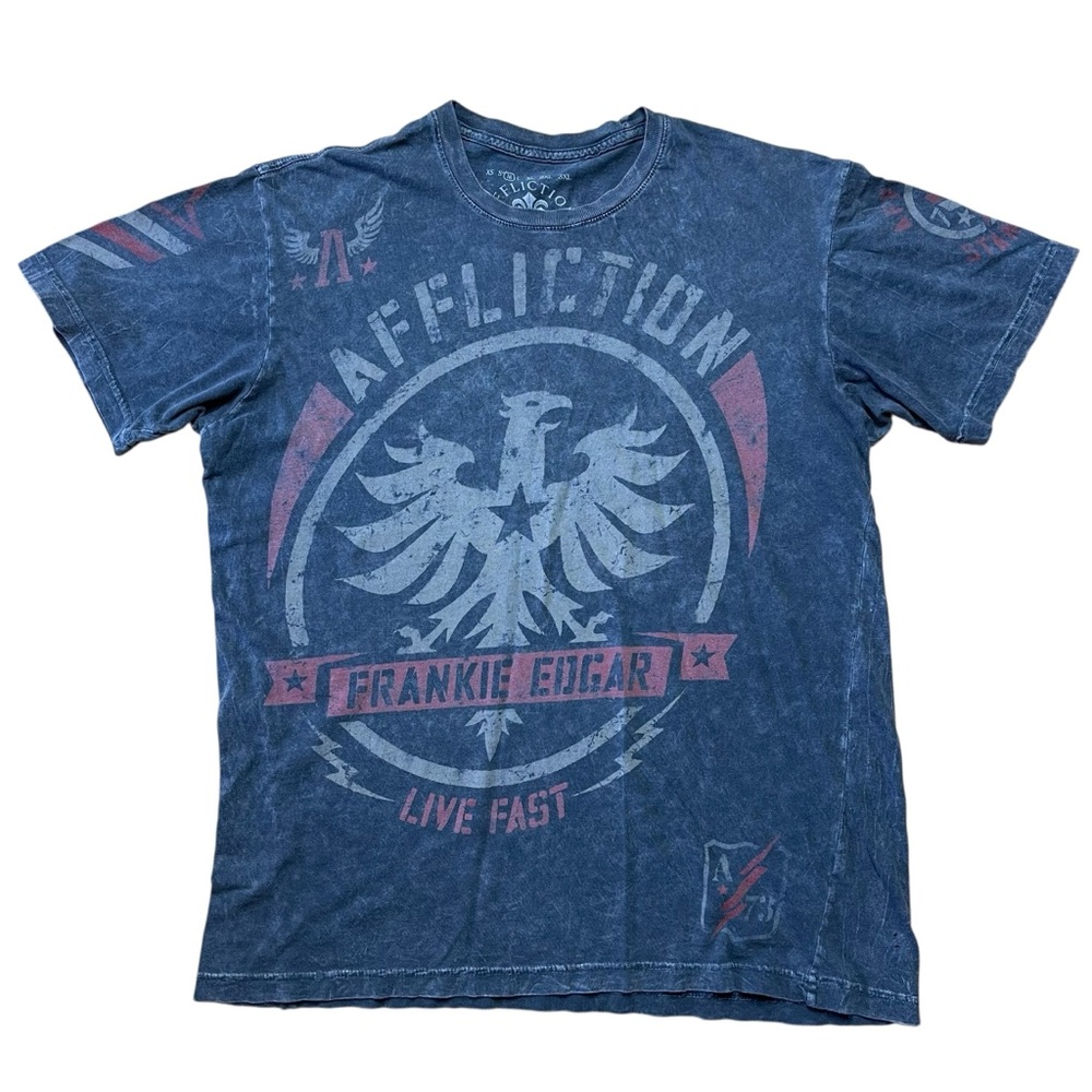 Affliction Frankie Edgar MMA Graphic T-Shirt Medium Live Fast Eagle Tee Made USA